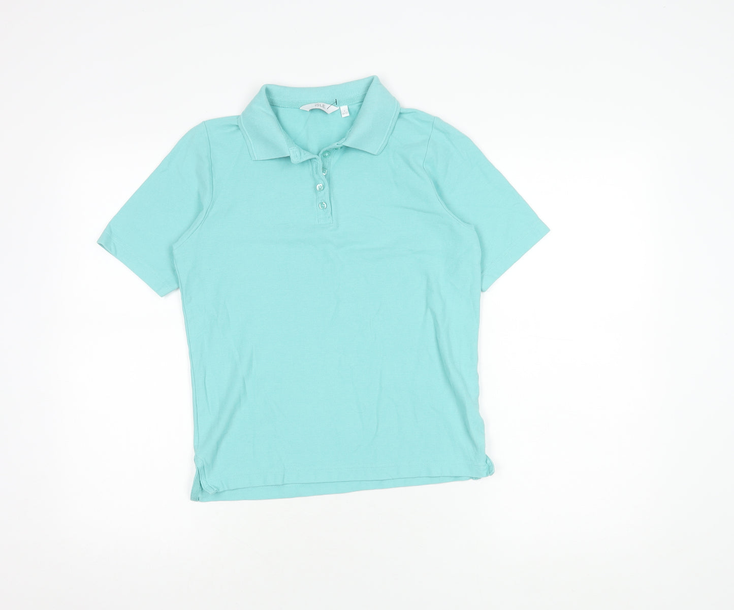 ISLE Women's Blue Polo Shirt, Size S, Cotton