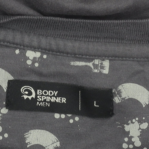 Body Spinner Men's Grey Graphic Print T-Shirt L