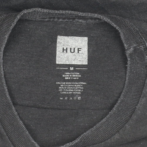 HUF Men's Black Medium Logo Crew Neck T-Shirt