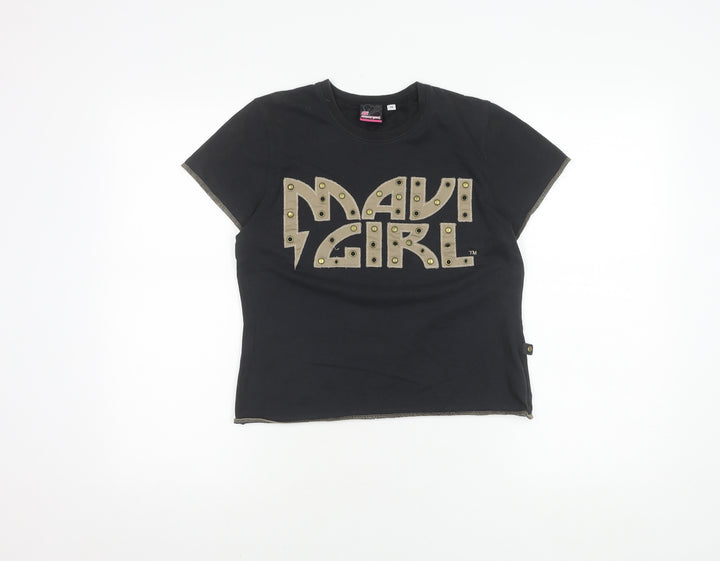 Maui Girl Black Graphic Print T-Shirt for Girls, Size 14