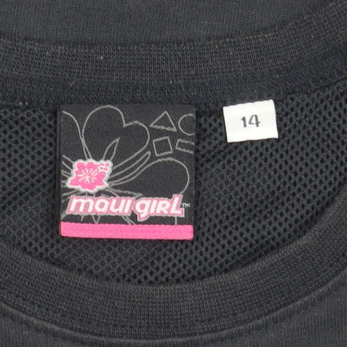 Maui Girl Black Graphic Print T-Shirt for Girls, Size 14