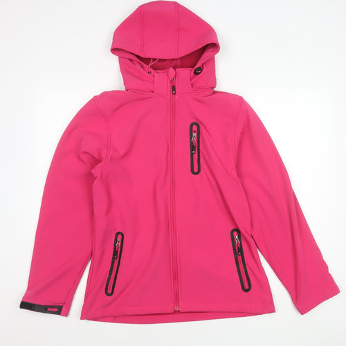 WeiHong Women's Pink Softshell Hooded Jacket 2XL