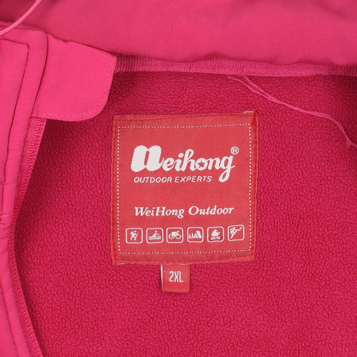 WeiHong Women's Pink Softshell Hooded Jacket 2XL