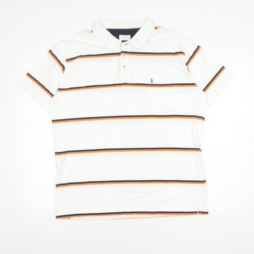 Newport Men's White Striped Polo 2XL Short Sleeve