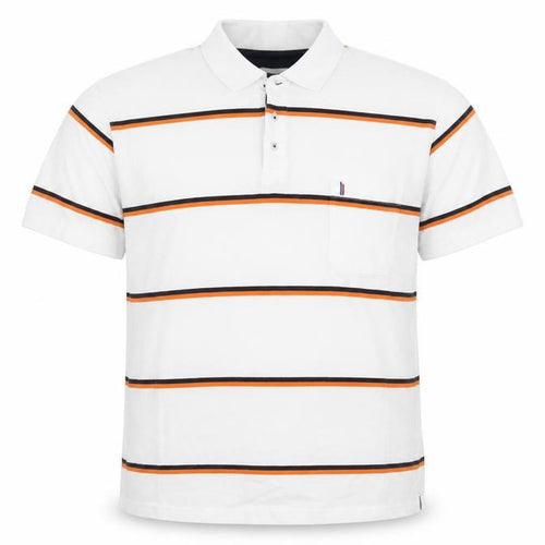 Newport Men's White Striped Polo 2XL Short Sleeve