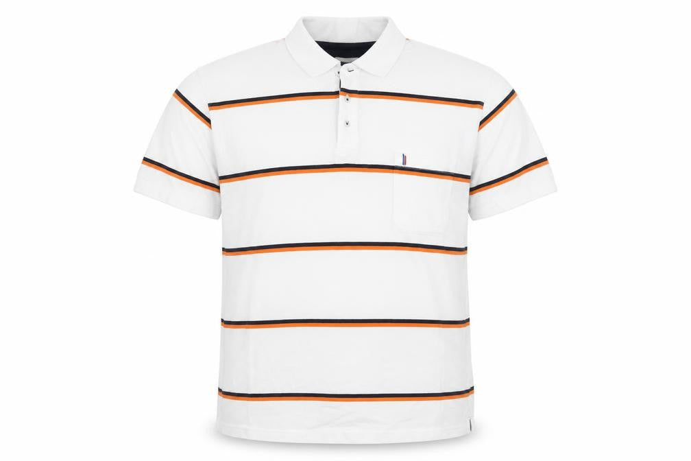 Newport Men's White Striped Polo 2XL Short Sleeve