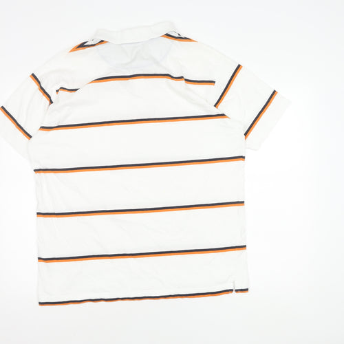 Newport Men's White Striped Polo 2XL Short Sleeve
