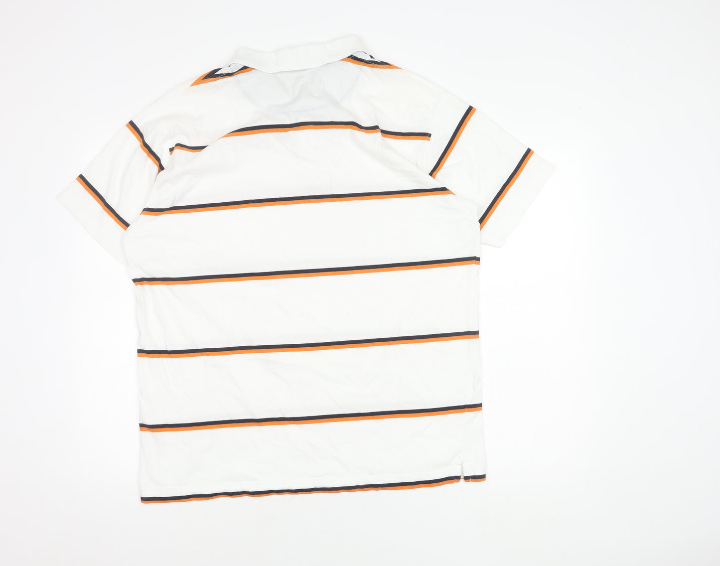 Newport Men's White Striped Polo 2XL Short Sleeve