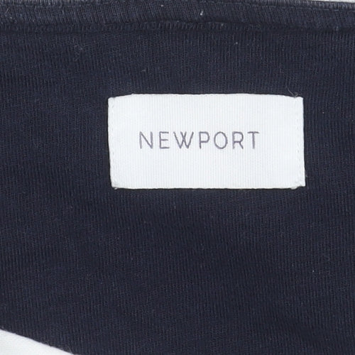 Newport Men's White Striped Polo 2XL Short Sleeve