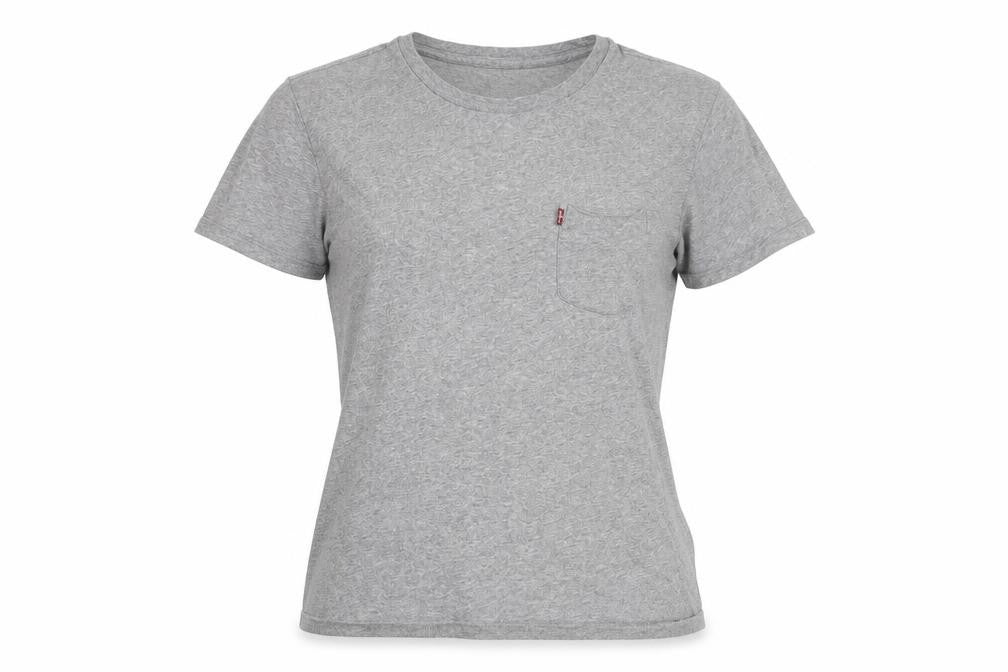 Front view of Levi's unisex grey cotton t-shirt m casual regular fit