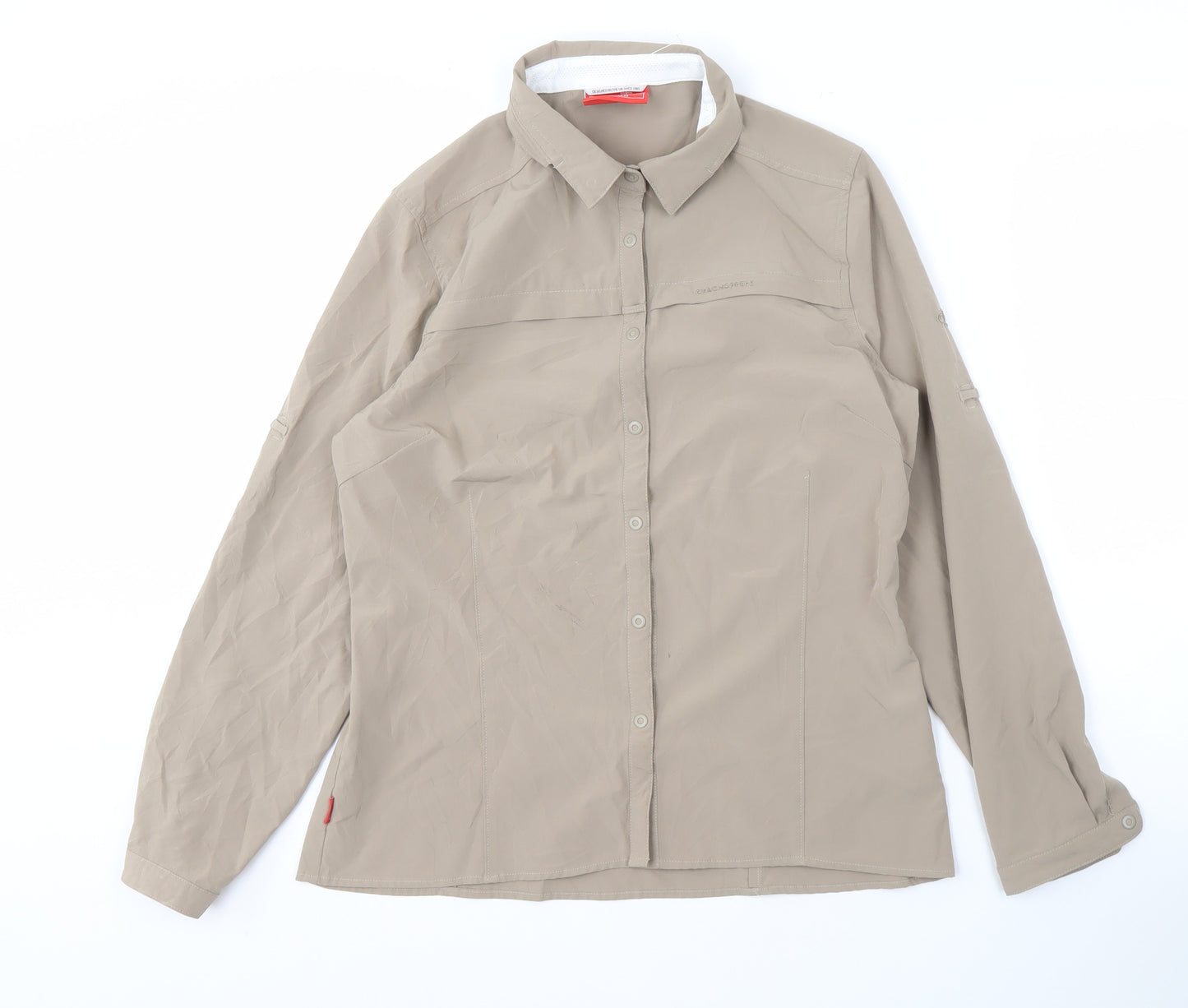 Craghoppers Women's Beige Button-Up Shirt, Size 14, Regular Fit