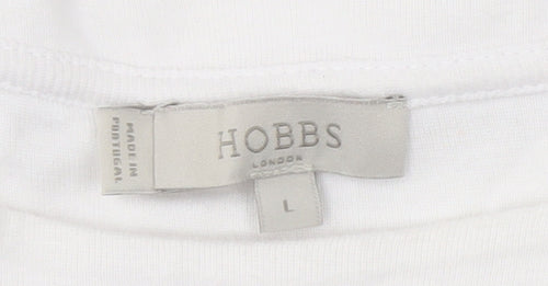 Hobbs Women's White Striped Cotton Boat Neck T-Shirt L