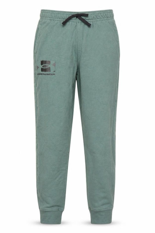 Front view of Under Armour girls’ green jogger trousers, size M, - activewear