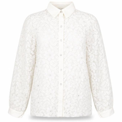 Jordana Women's White Lace Floral Blouse Size 14