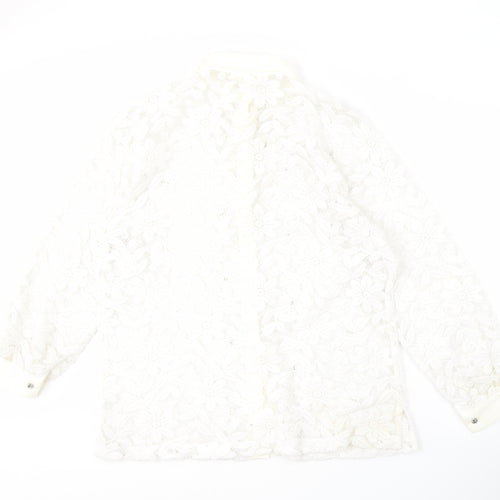 Jordana Women's White Lace Floral Blouse Size 14