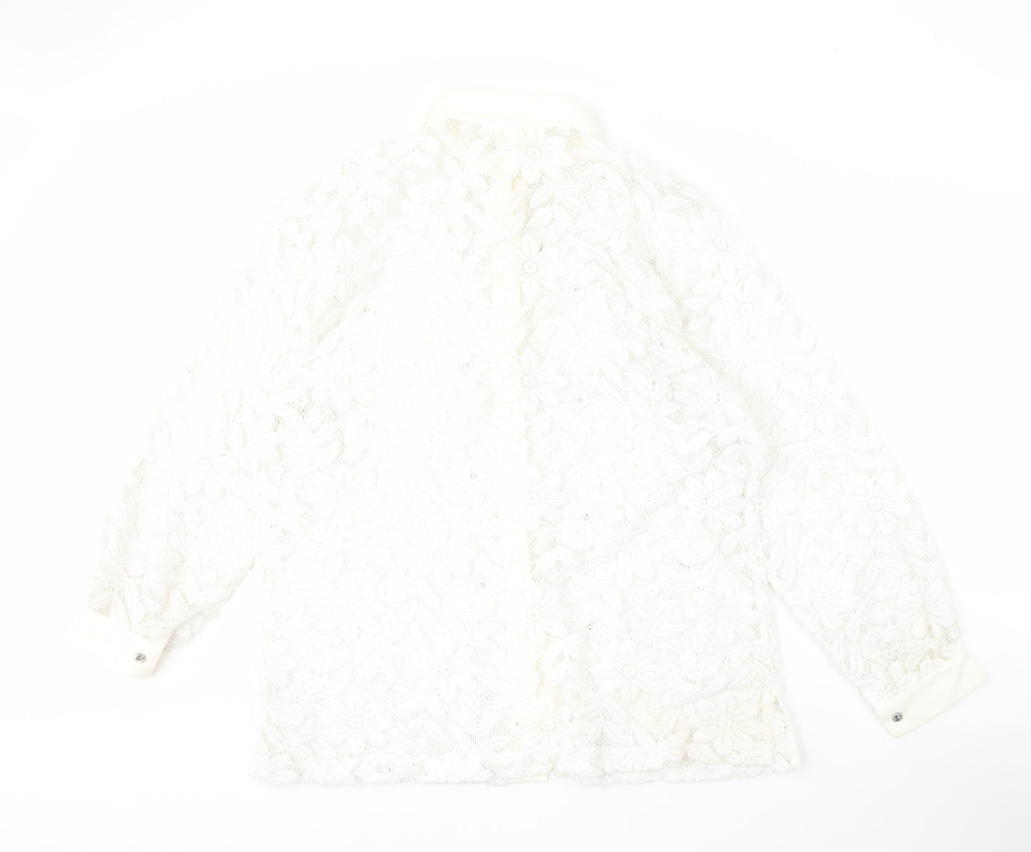 Jordana Women's White Lace Floral Blouse Size 14