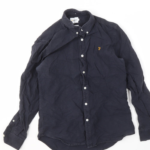 Farah Men's Slim Fit Black Button-Up Shirt M