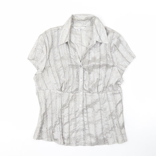 J. Taylor Women's Grey Button-Up Shirt Size 14