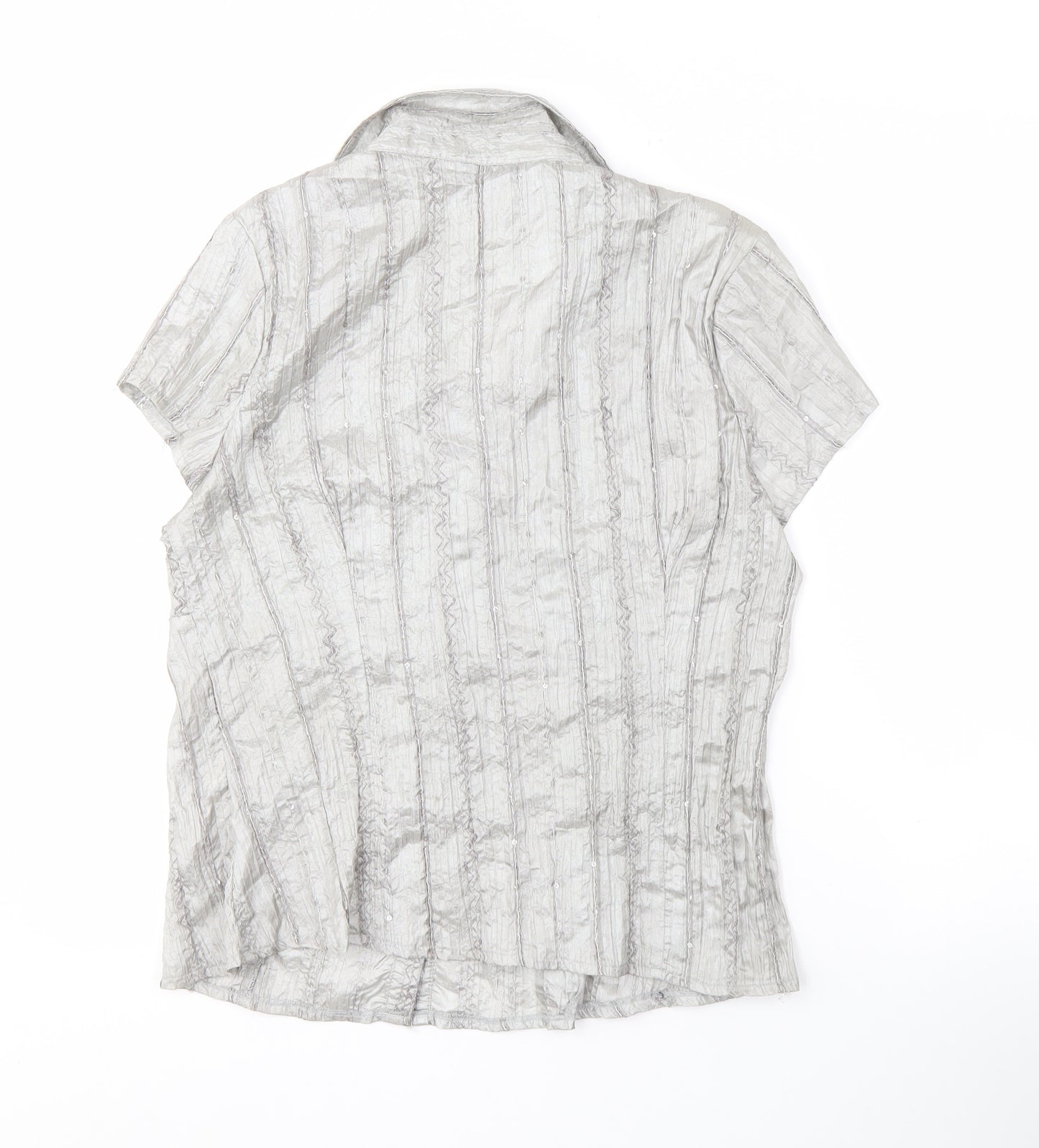 J. Taylor Women's Grey Button-Up Shirt Size 14