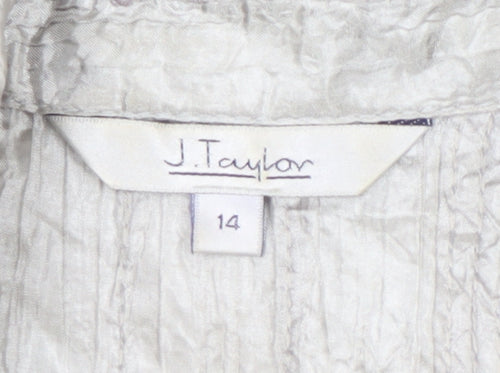 J. Taylor Women's Grey Button-Up Shirt Size 14
