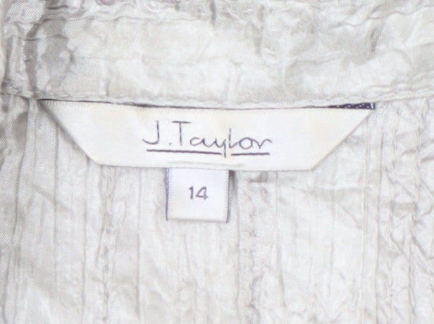 J. Taylor Women's Grey Button-Up Shirt Size 14