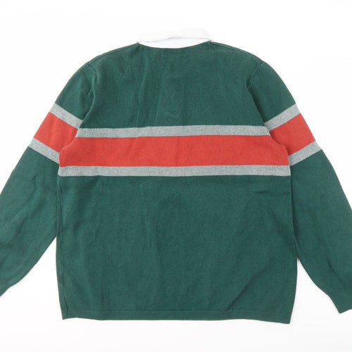 Marks and Spencer Men's Green XL Striped Pullover Jumper