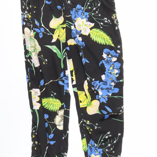 Vila Women's Black Floral Trousers, Size M