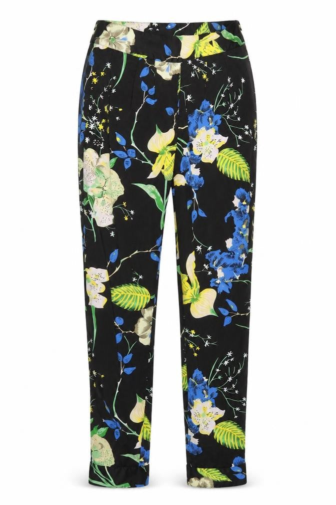 Front view of VILA Women's Black Floral Trousers, size M