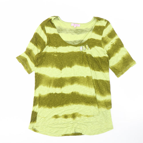 Marks and Spencer Women's Green Stripe T-Shirt Size 16