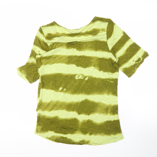 Marks and Spencer Women's Green Stripe T-Shirt Size 16
