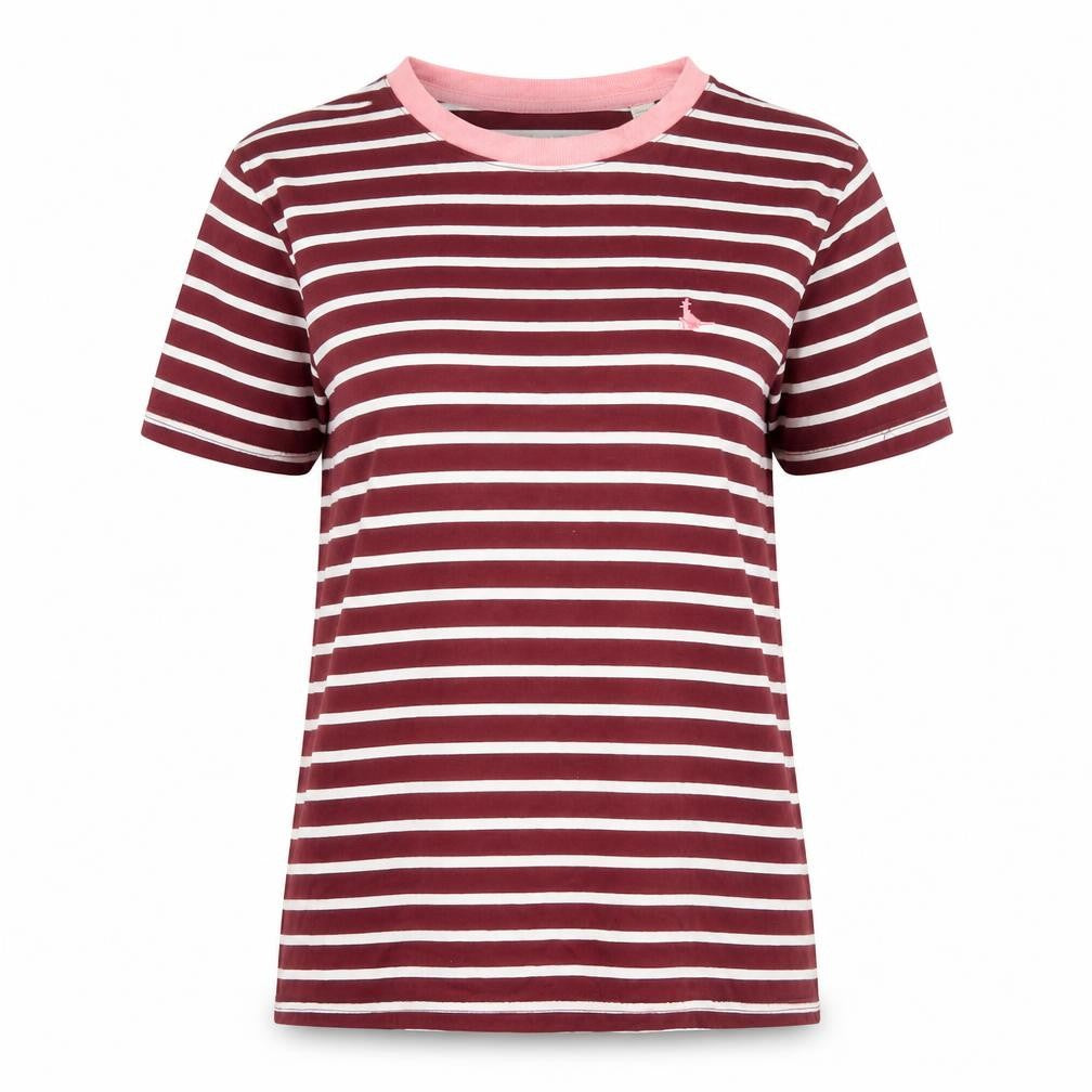 Front view of Jack Wills Women's Striped T-Shirt UK 8 Multicoloured