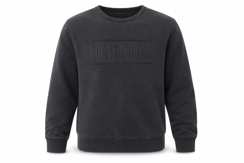 Front view of Country Road Men's Black Pullover Sweatshirt M