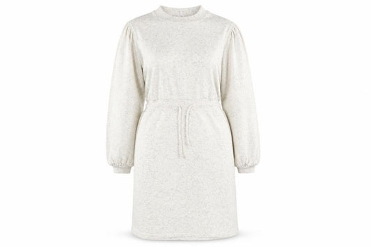 Front view of Topshop Women's Grey Jersey Dress with Balloon Sleeves