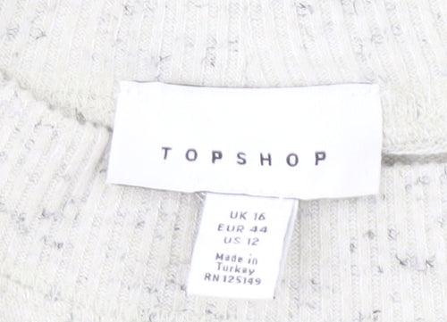 Topshop Women's Grey Jersey Dress with Balloon Sleeves
