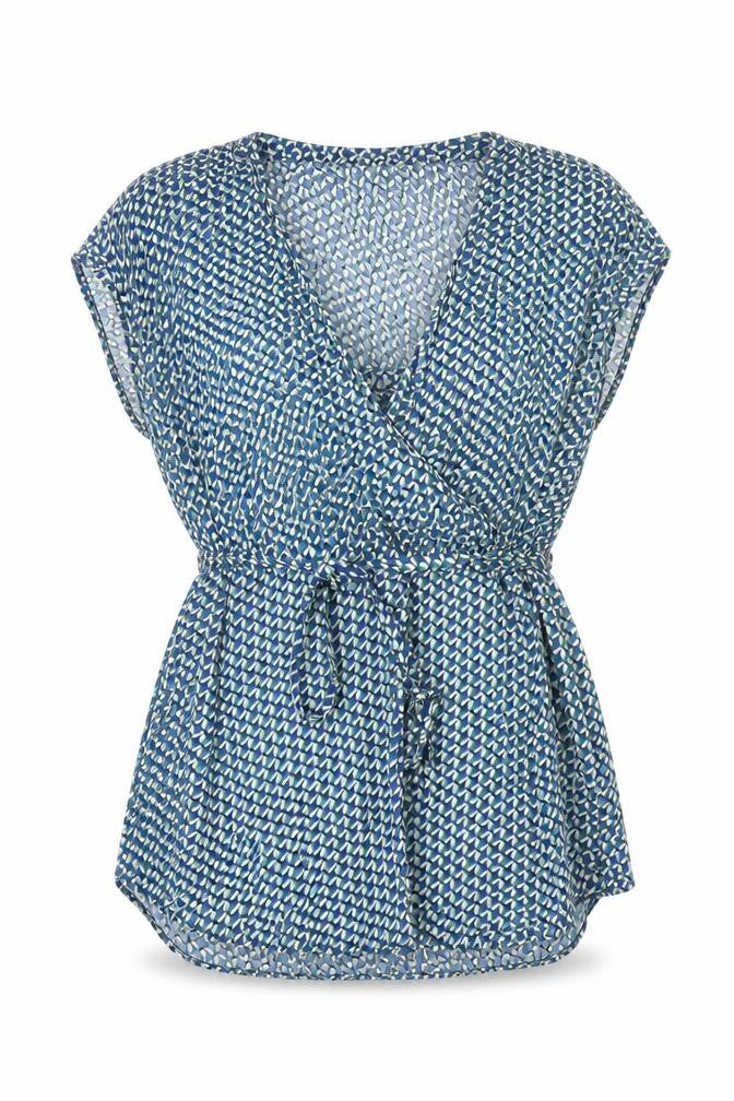 Front view of JoJo Maman Bébé Blue Wrap Blouse, Women’s M