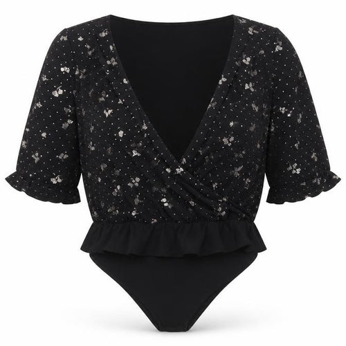 Oasis Women’s Black Wrap Floral Blouse, Size L, V-Neck