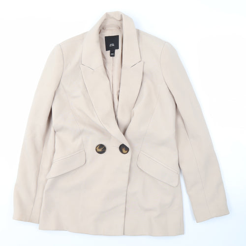 River Island Women’s Beige Blazer, Small, Button Accents