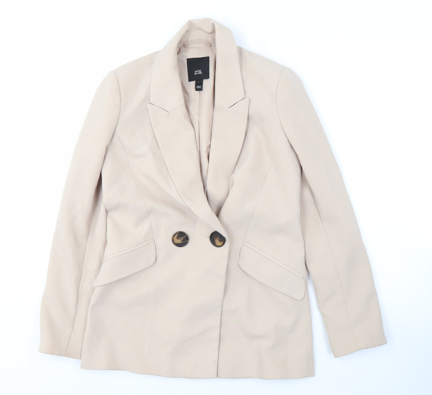 River Island Women’s Beige Blazer, Small, Button Accents