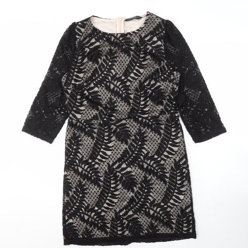 Dorothy Perkins Black Sheath Dress, Size 14, Lace Detail