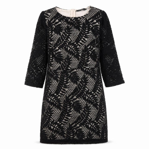 Dorothy Perkins Black Sheath Dress, Size 14, Lace Detail