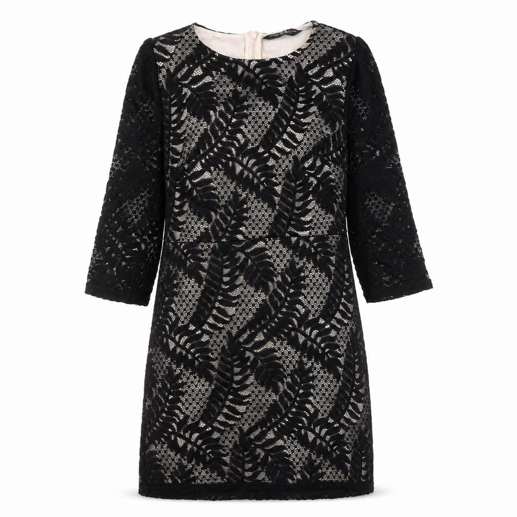 Dorothy Perkins Black Sheath Dress, Size 14, Lace Detail