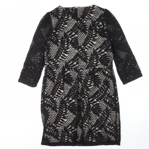 Dorothy Perkins Black Sheath Dress, Size 14, Lace Detail