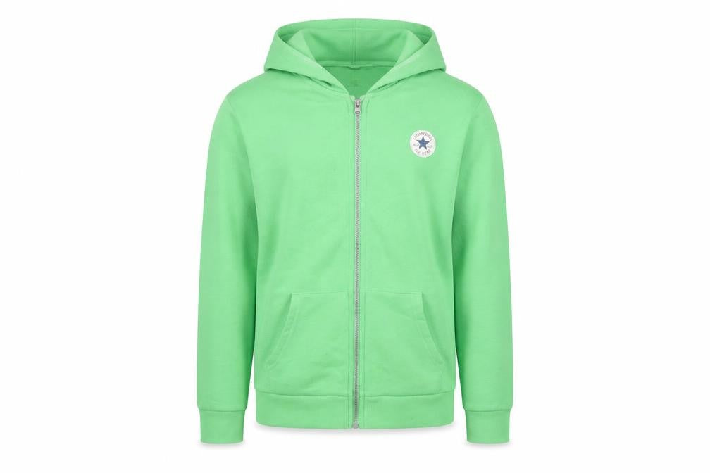 Front view of Converse Teens Green Full Zip Hoodie XL