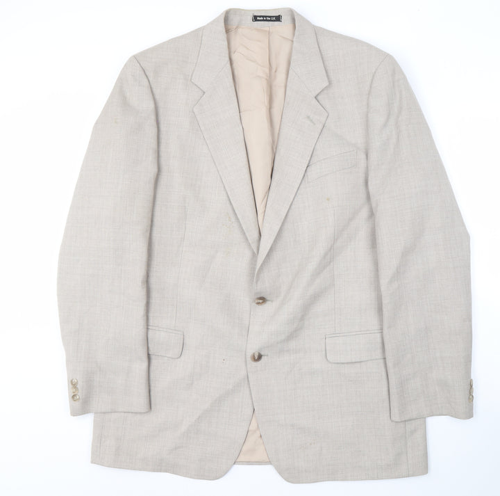 St Michael Men's Beige Blazer 44L Long Jacket