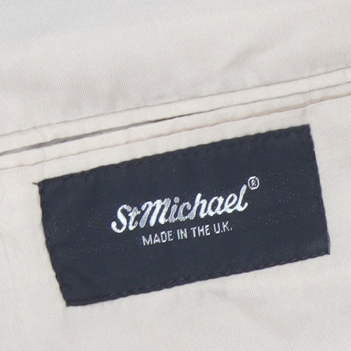 St Michael Men's Beige Blazer 44L Long Jacket