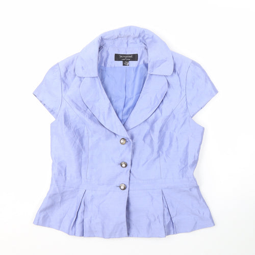 Signature Blue Suit Top, Women's 14, Lined, Short Sleeve