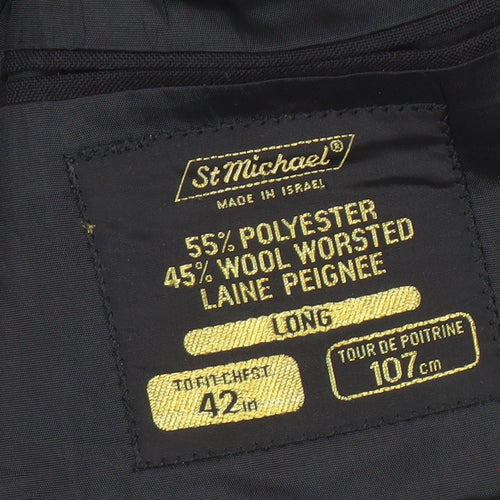 St Michael Men's Black Long Blazer Jacket 42