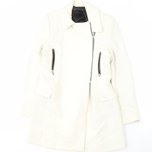 Zara Woman Ivory Motorcycle Coat - Size S