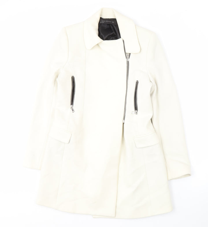 Zara Woman Ivory Motorcycle Coat - Size S