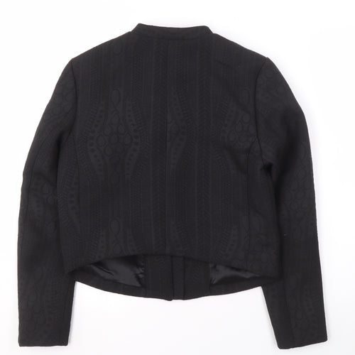 H&M Women's Black Jacket Size 8 with Zipped Pockets